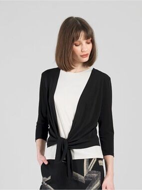 CLARA SUNWOO Black Tie-Front Lightweight Wrap